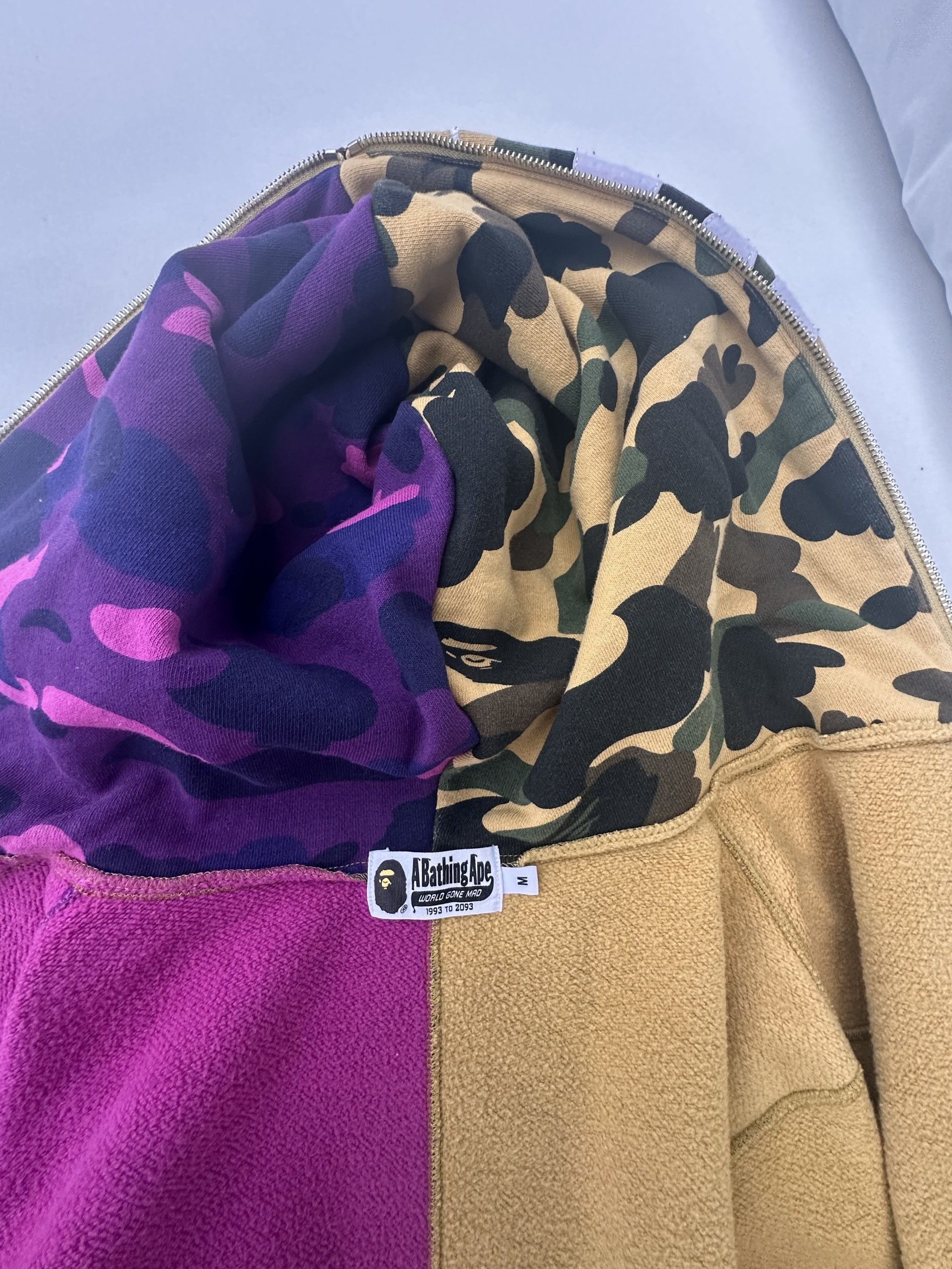 Bape BAPE Puple Split Camo Shark Hoodie Full Zip Made in Japan Size M / US 6-8 / IT 42-44 - 3 Thumbnail