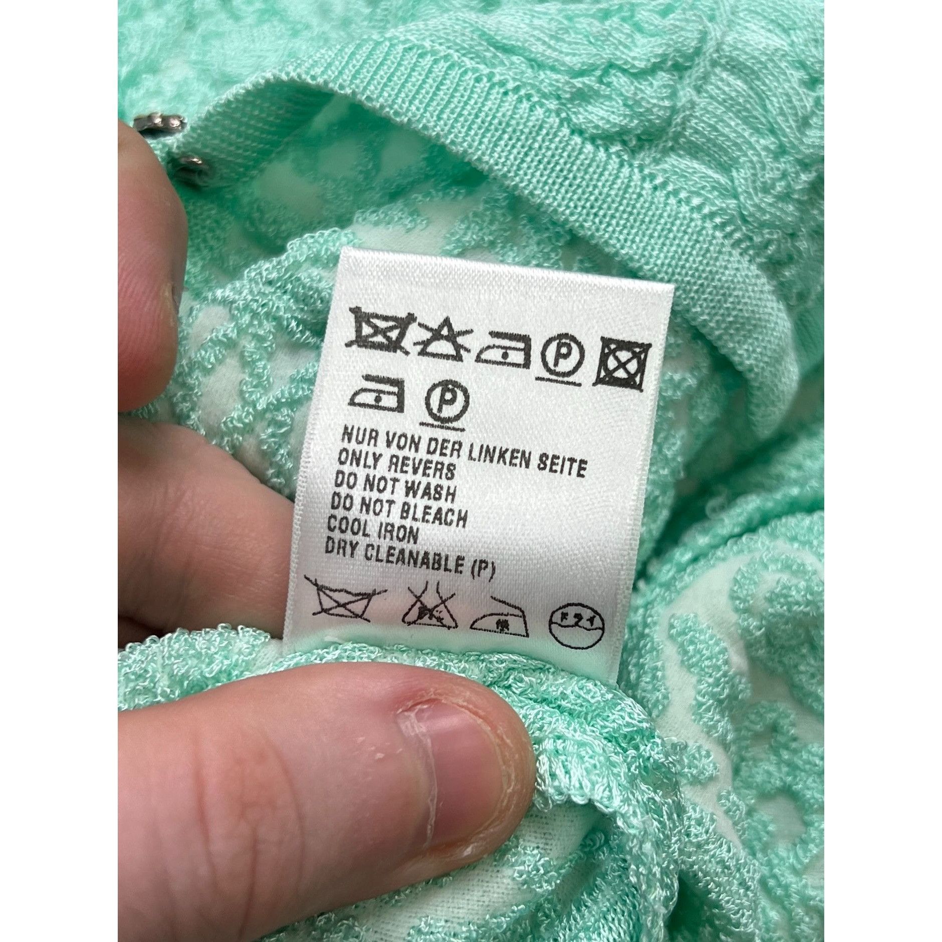 Escada Escada Teal Crochet Cardigan Size IT 36 (Y0806) Size XS / US 0-2 / IT 36-38 - 7 Thumbnail
