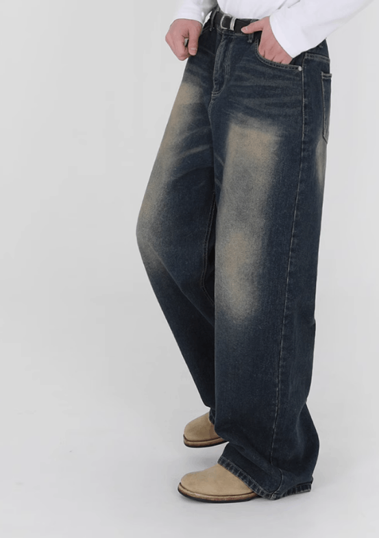 Japanese Brand × Jean Men's retro washed distressed straight jeans Size US 32 / EU 48 - 5 Thumbnail