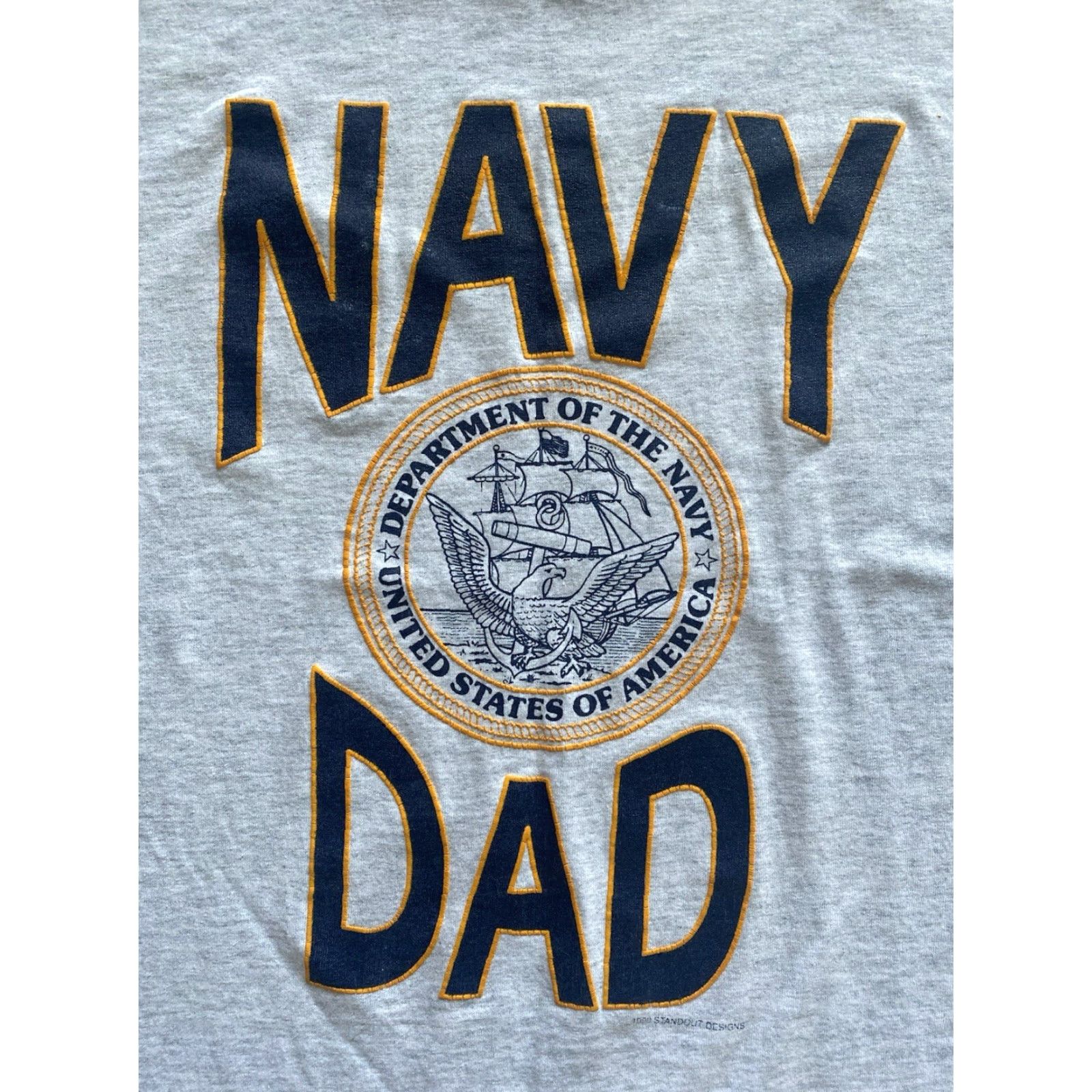 Vintage VINTAGE Screen Stars T-Shirt Mens XL Navy Gray 90s Military Single Stitch Made In USA Size US XL / EU 56 / 4 - 5 Thumbnail