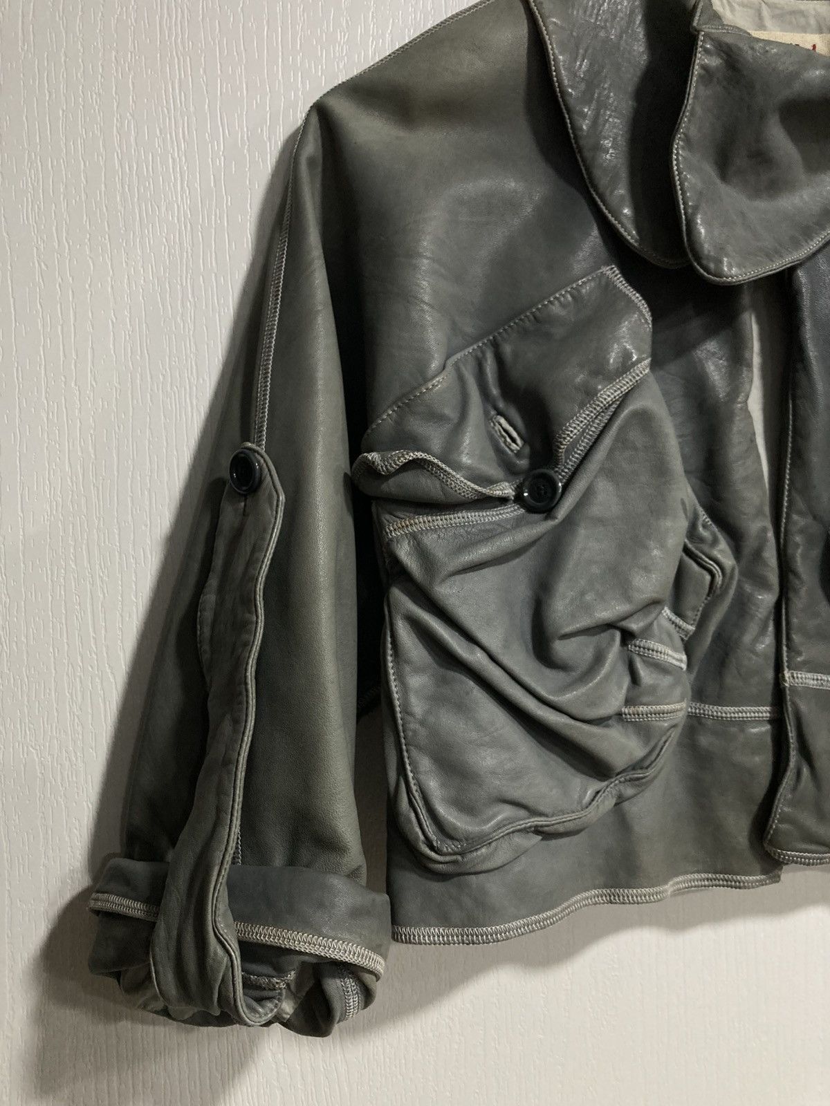 Marni 2000s Marni Gasmask Cropped Leather Jacket Size US S / EU 44-46 / 1 - 7 Thumbnail