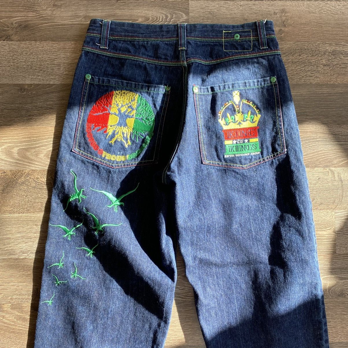 Japanese Brand × Vintage Vintage y2k embroidered denim pants Size US 33 - 4 Thumbnail