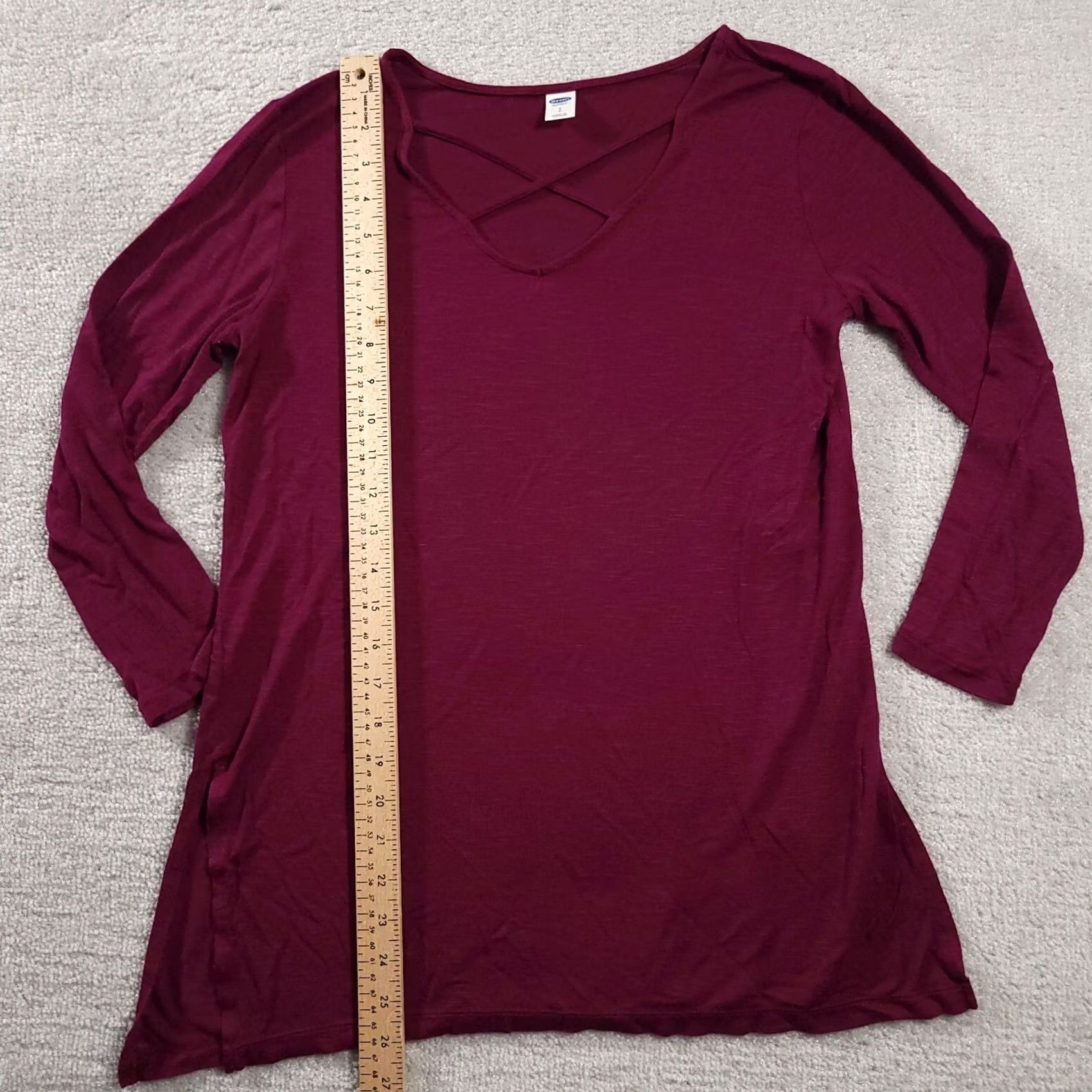 Old Navy Old Navy Burgundy Tunic Top Shirt Long Sleeve Womens Small Stretch Size S / US 4 / IT 40 - 5 Thumbnail