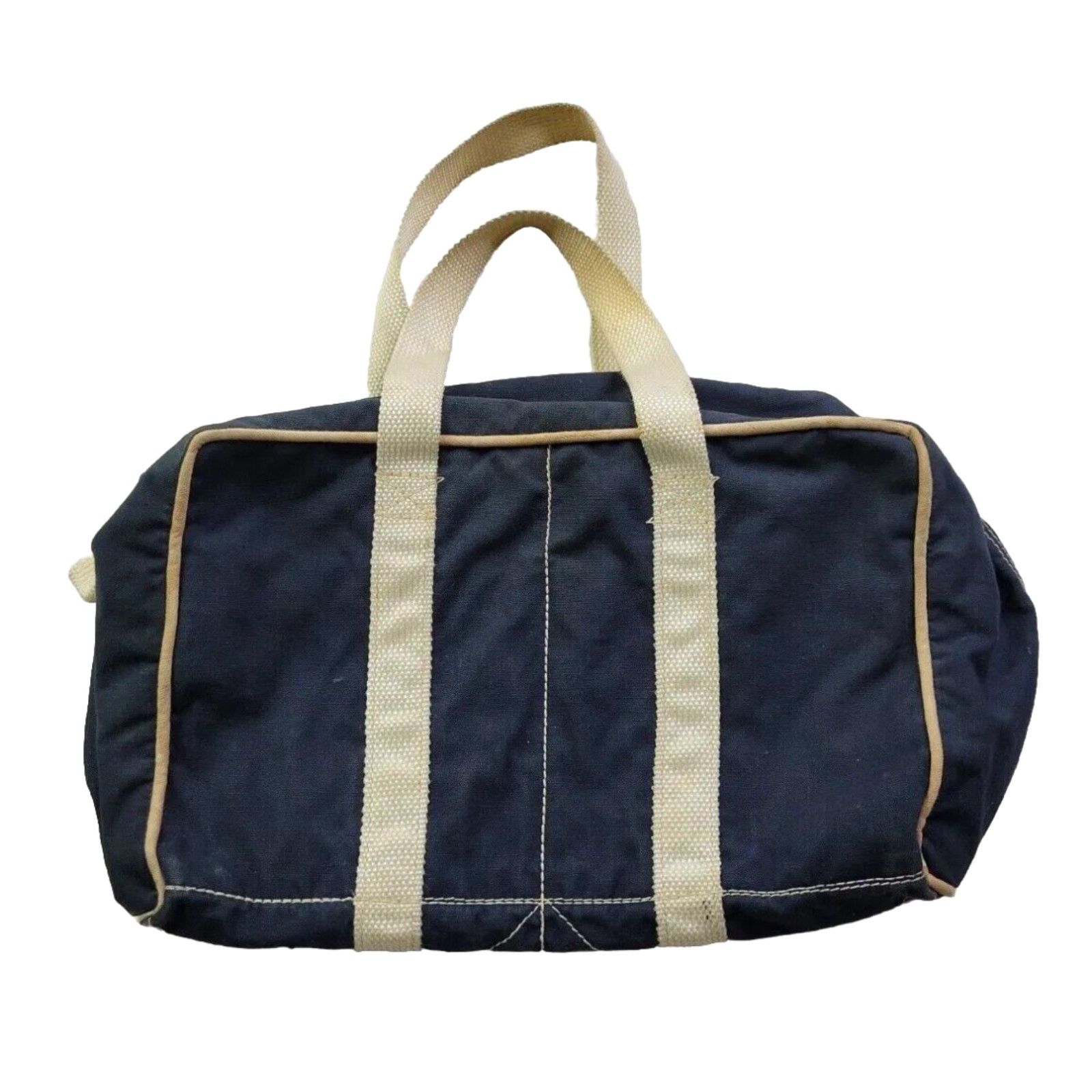 image of Vintage Man-O-War Cay Mrs Norman Albury Sailmakers Abaco Bahamas Canvas Bag Blue 12X8X6 in White