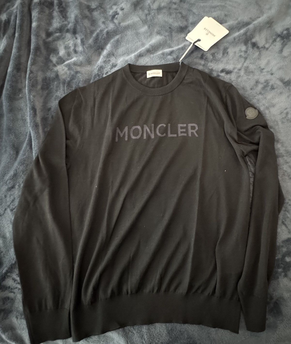 Moncler Logo Knit Crewneck Sweater – Black