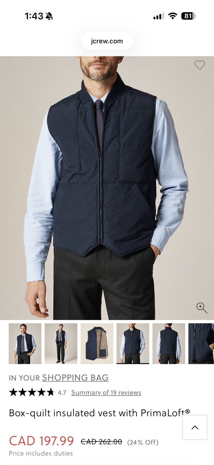 J.Crew J Crew Quilted Vest size Small Navy Size US S / EU 44-46 / 1 - 2 Thumbnail