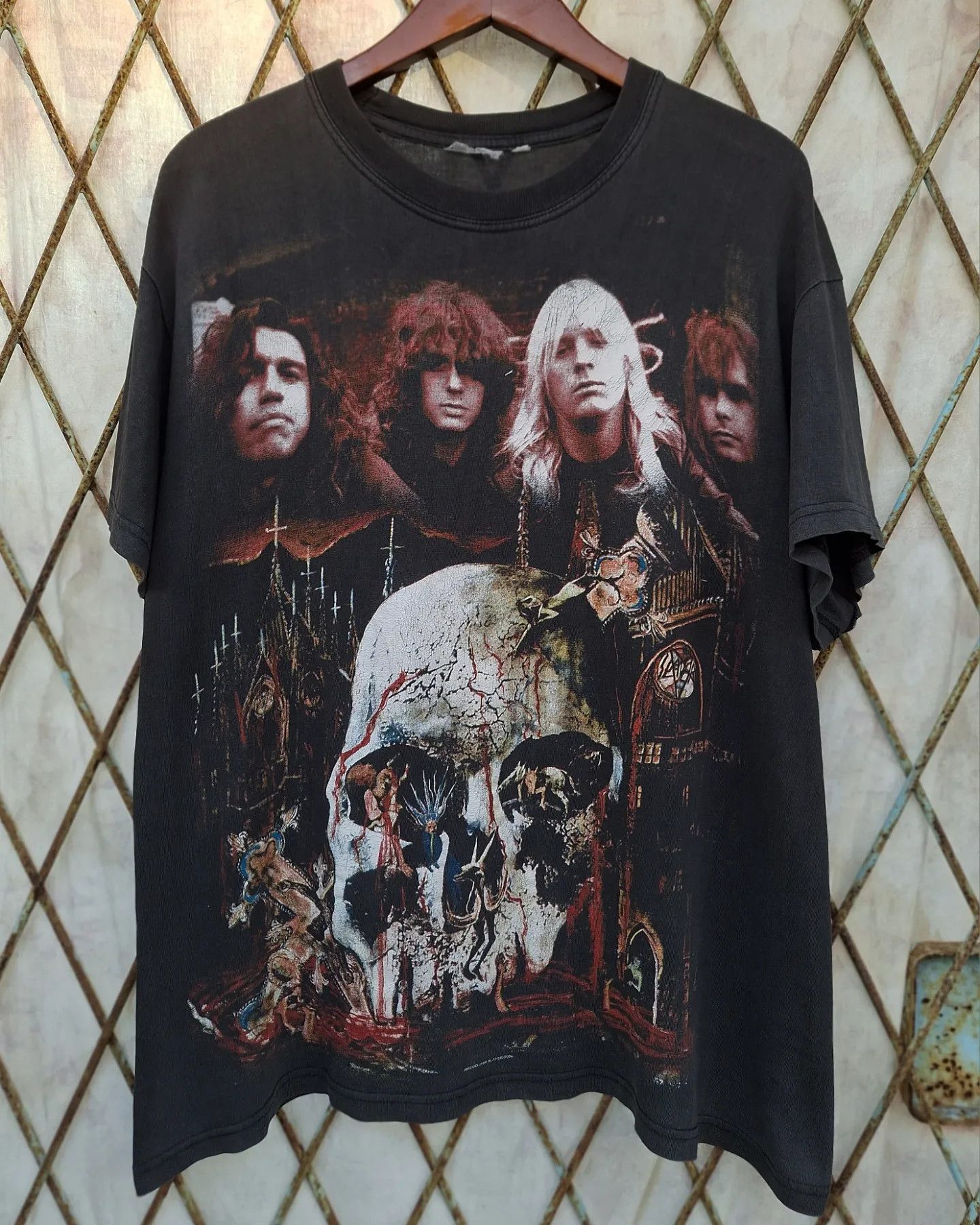 image of Band Tees x Slayer Vintage Slayer 90's South Of Heaven Album in Black, Men's (Size Large)