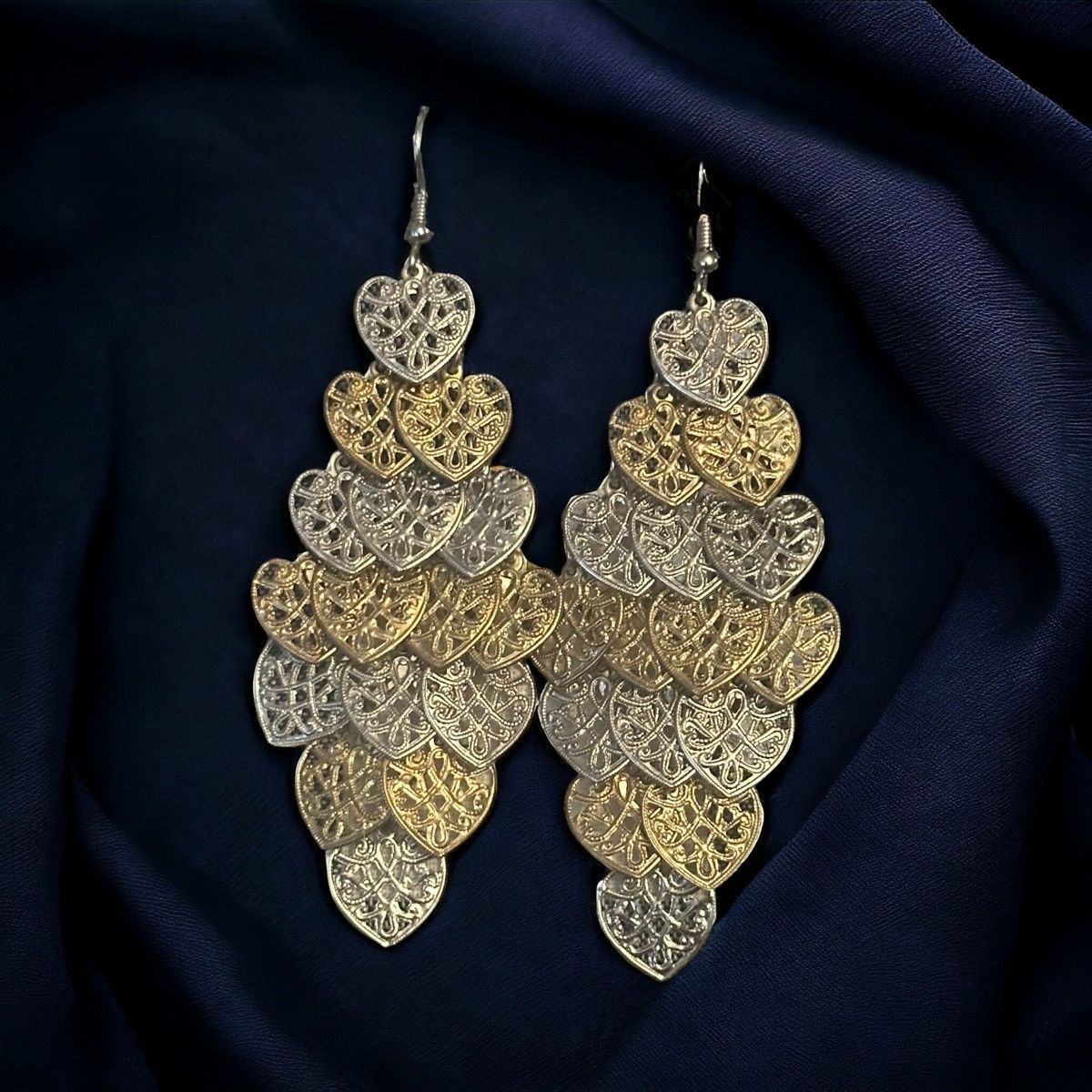 Other Two tone filigree hearts chandelier earrings Size ONE SIZE - 2 Thumbnail