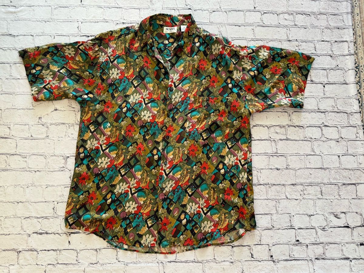 Vintage Vintage Summa Shirt Size Large 100% Silk Button Flower Retro Size US L / EU 52-54 / 3 - 1 Thumbnail