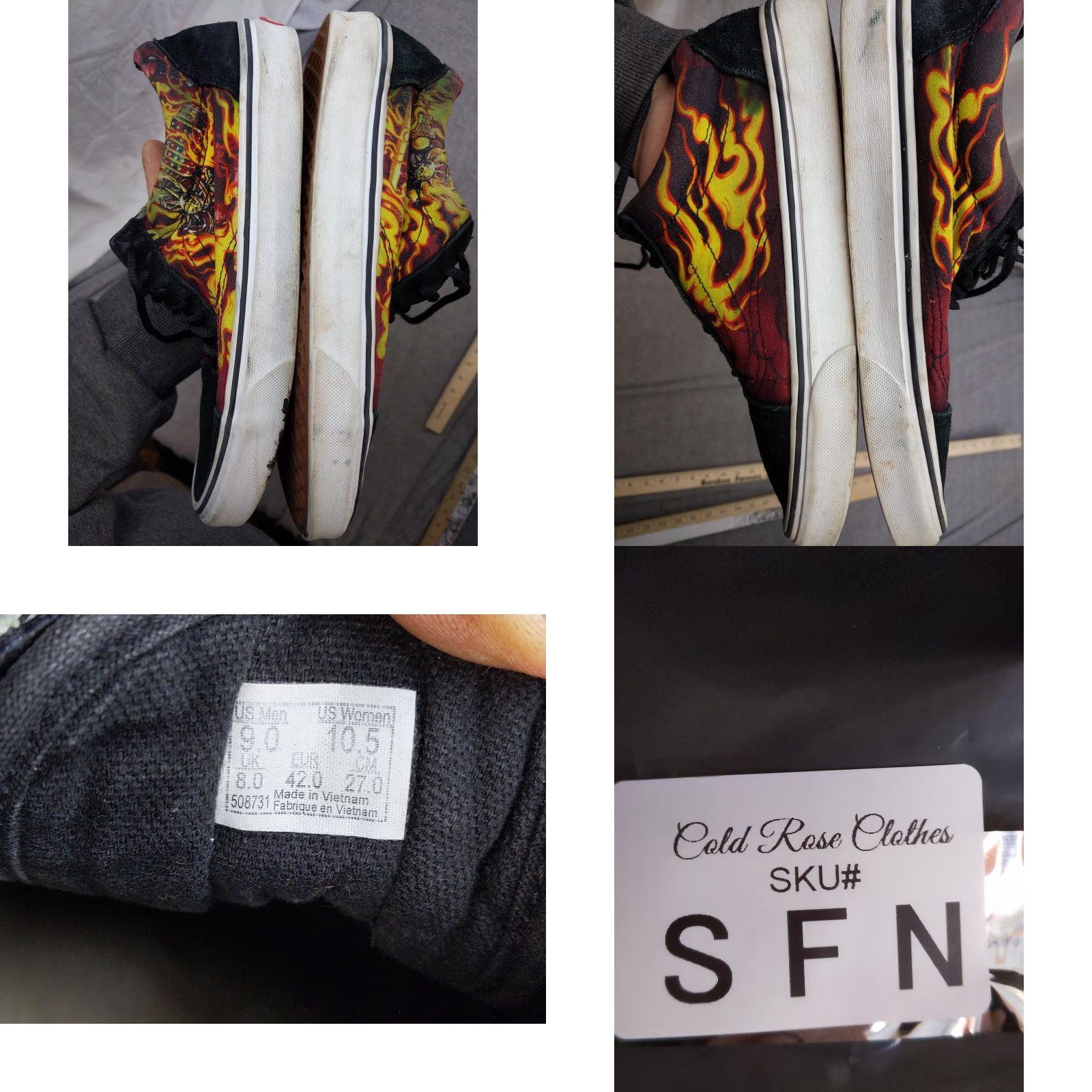 Vans Vans Flame Skull Shoes Mens 9 Black Suede Low Top Skate Sneakers Womens 10.5 EU 42 UK 8 Colorblock Pattern Nike? Size M / US 6-8 / IT 42-44 - 8 Thumbnail