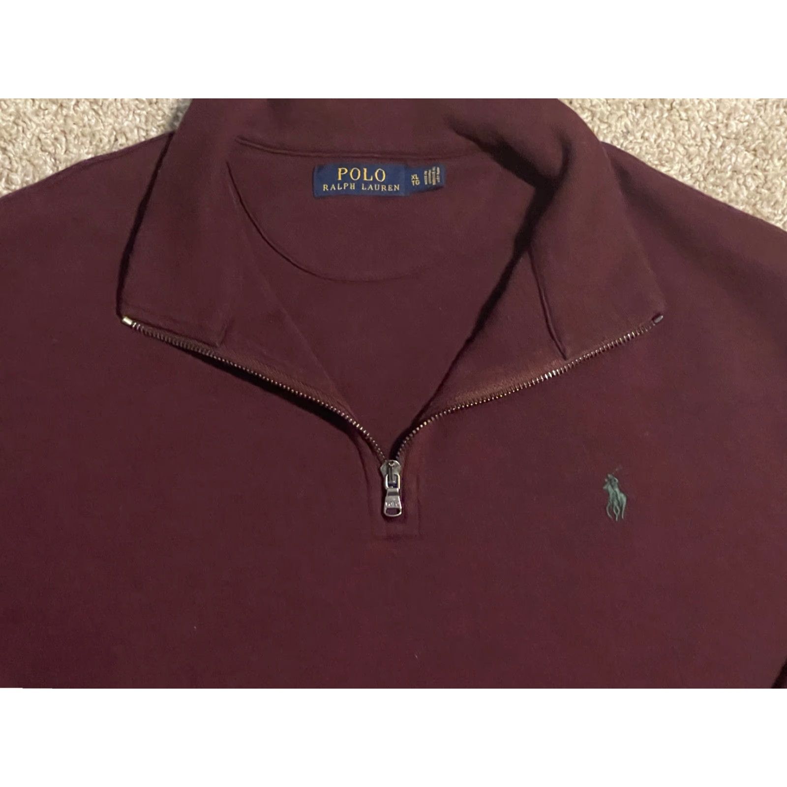 Polo Ralph Lauren Polo Ralph Lauren Sweater 1/4 Zip Men XL Plum Cotton Polyester Logo Long Sleeve Casual Winter Vintage No N/A Size US XL / EU 56 / 4 - 2 Thumbnail
