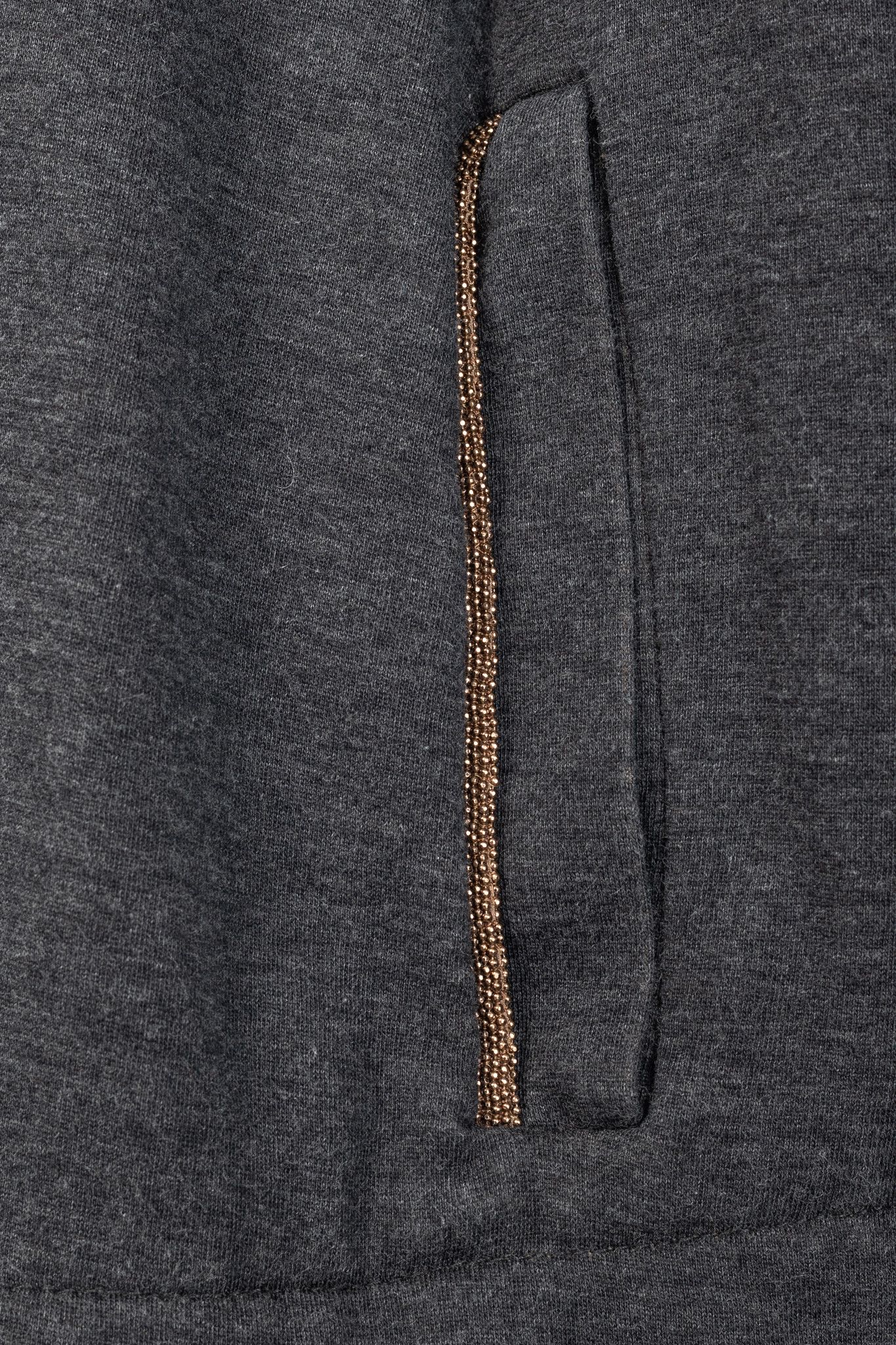 Brunello Cucinelli Brunello Cucinelli Grey Cotton-Jersey Monili Peplum Hoodie Size L / US 10 / IT 46 - 8 Thumbnail