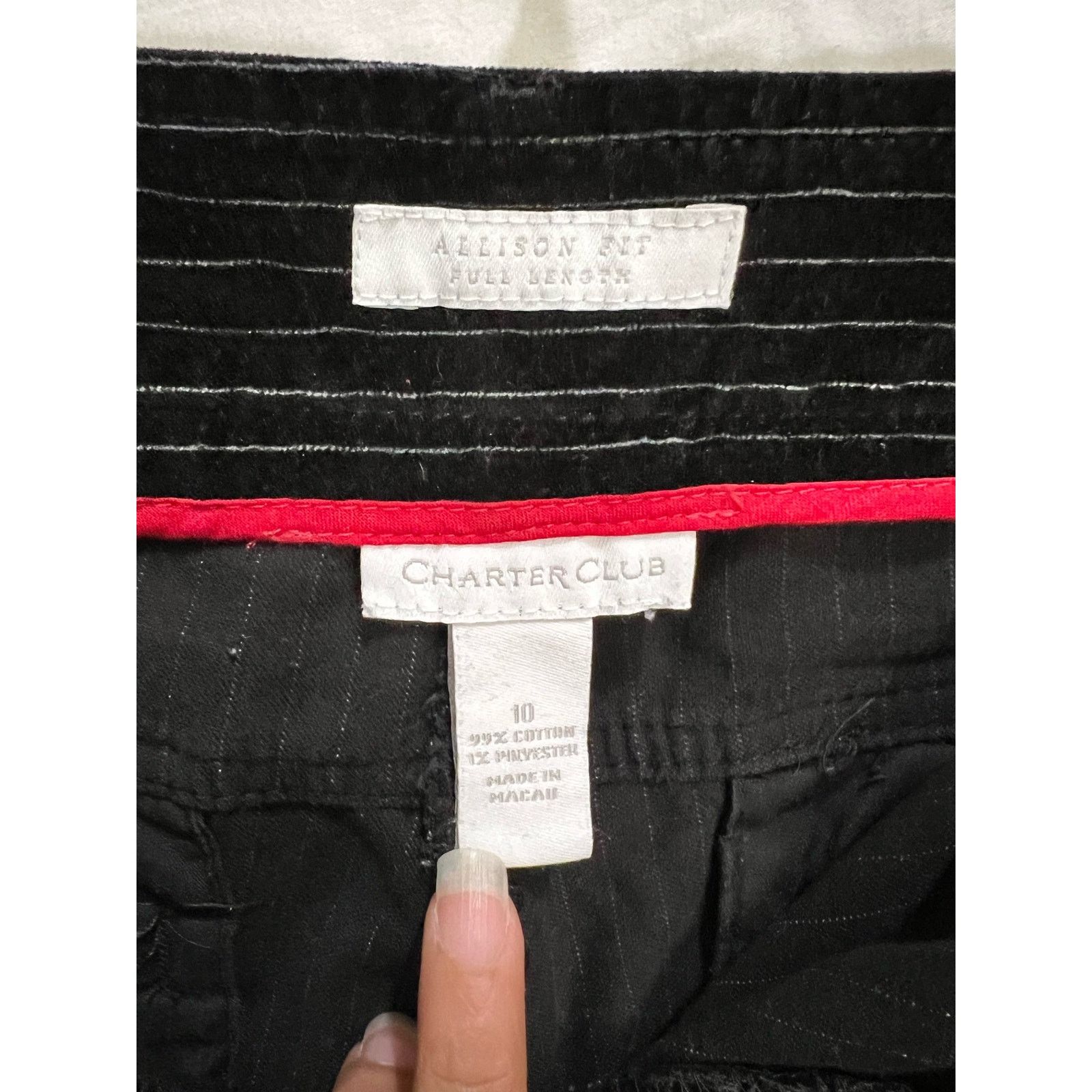 Charter Club Allison Fit Full Length Women's Black Warm Velour Pants EUC Size 30" / US 8 / IT 44 - 9 Thumbnail