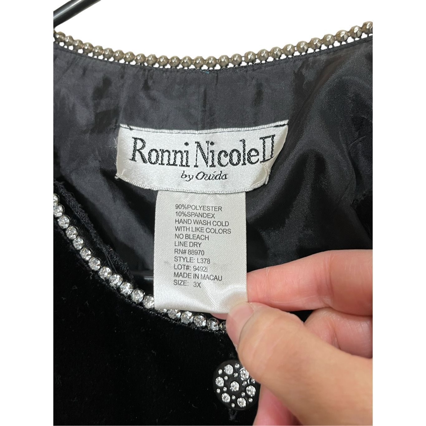 Other Vintage Ronni Nicole II By Ouida Black Velvet Rhinestone But Size 3XL / US 20-22 - 5 Thumbnail