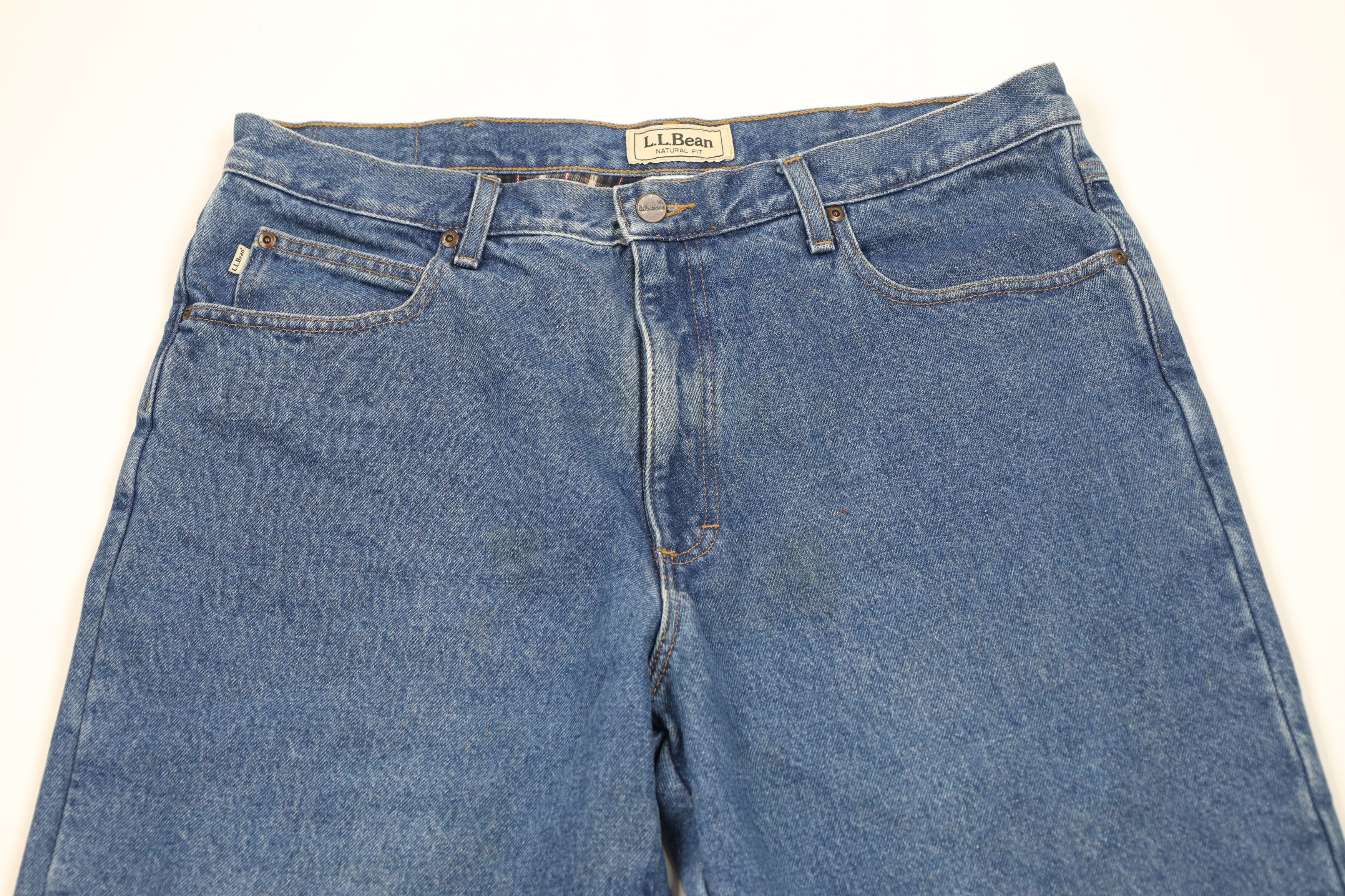 L.L. Bean Vintage LL Bean Natural Fit Flannel Lined Denim Jeans Blue Size US 37 - 3 Thumbnail