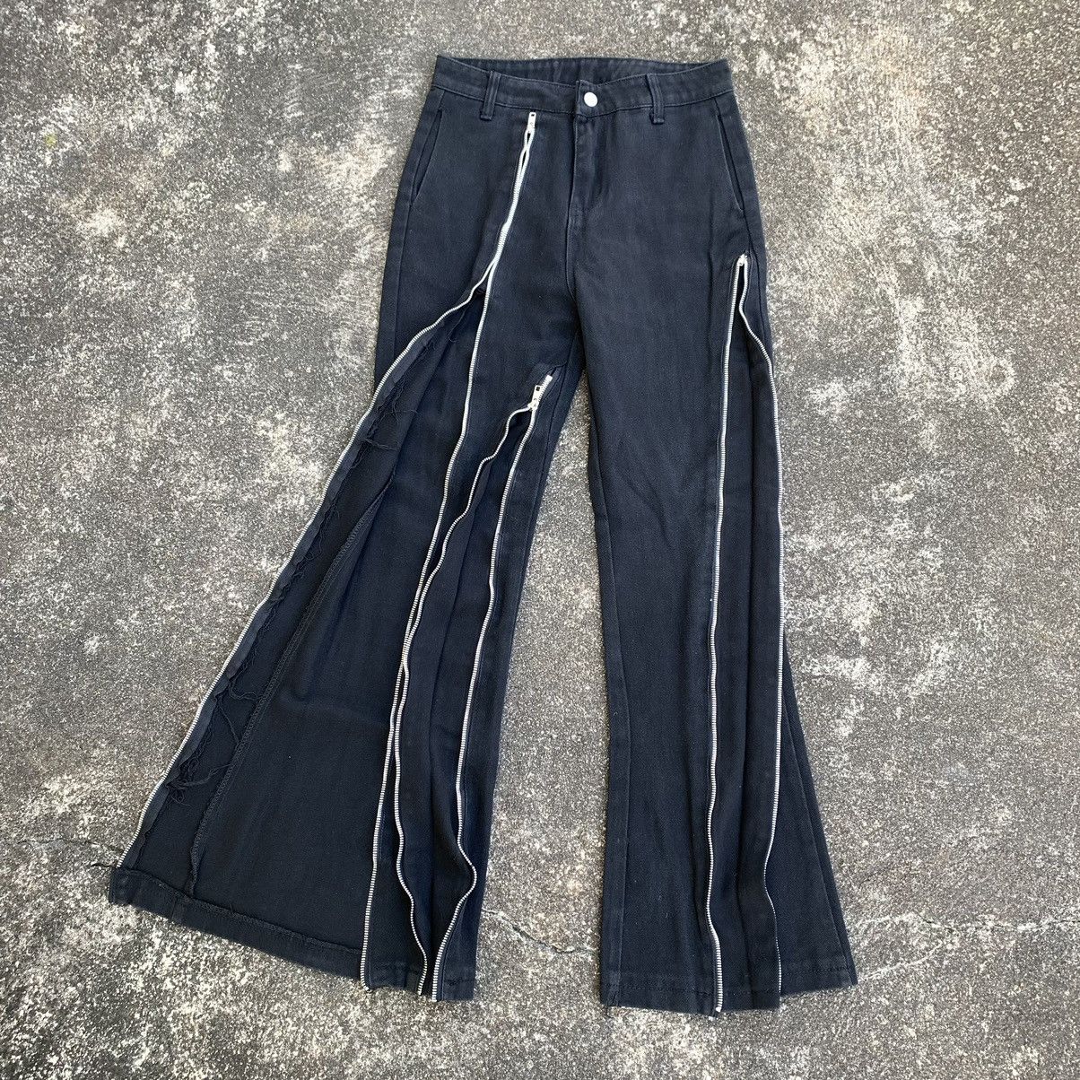 Japanese Brand MULTIZIPPER FLARE DENIM PANTS RICK OWENS STYLE Size US 30 / EU 46 - 2 Thumbnail