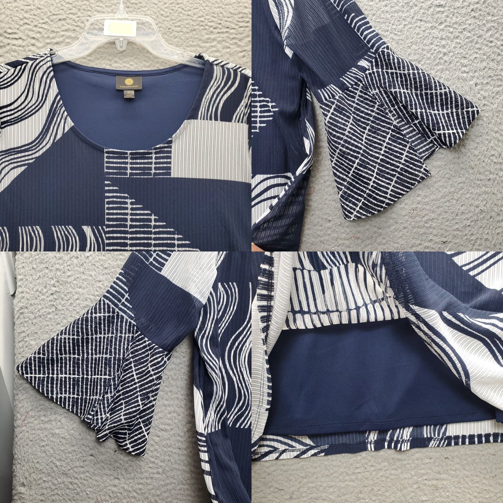 JM Collection JM Collection Tunic Top Womens XL Multi Geometric Lined Flared Sleeve Pullover Size XL / US 12-14 / IT 48-50 - 8 Thumbnail