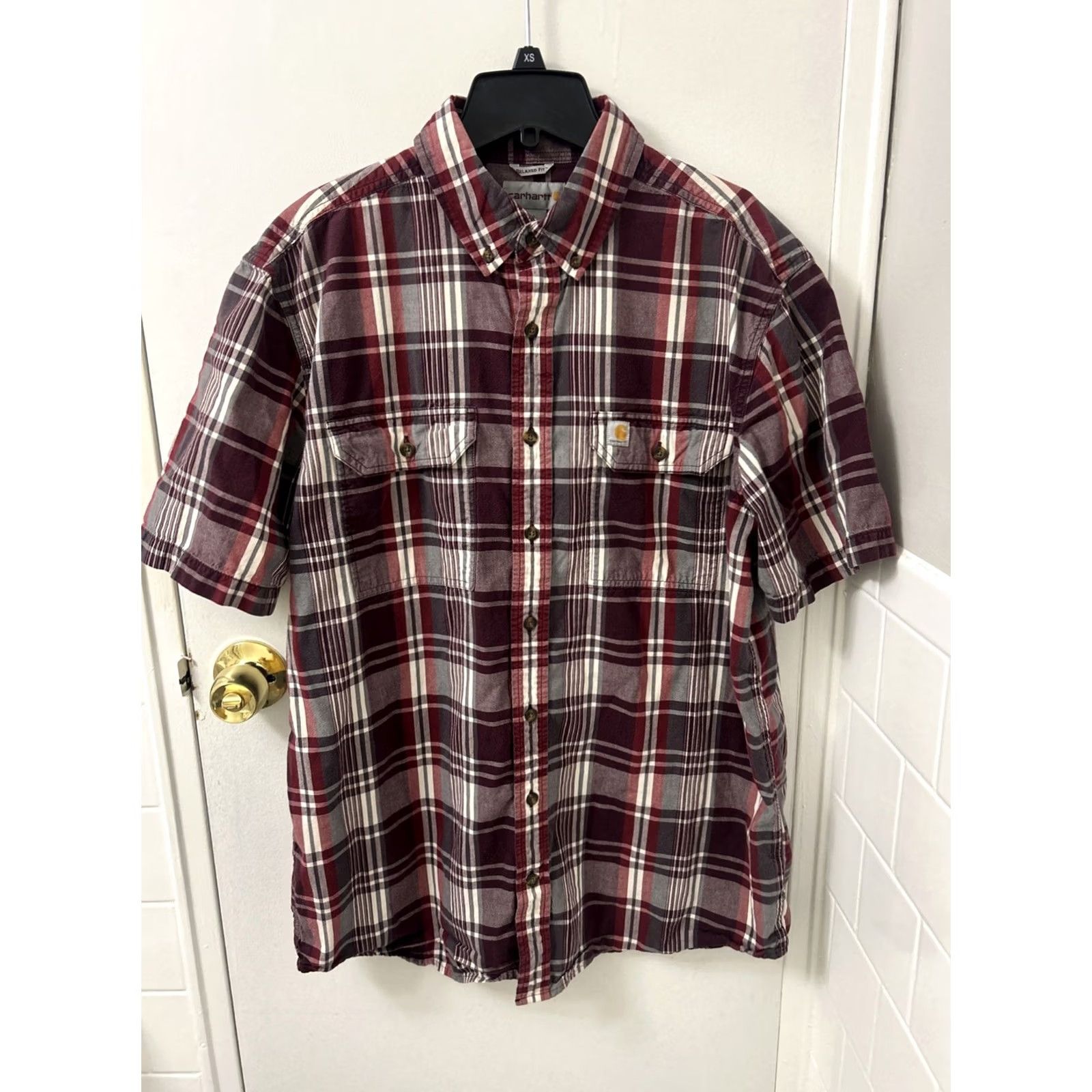 Carhartt Carhartt Shirt Mens L Red Plaid Button-Up Short Sleeve Work Casual Port 103553 639 Size US L / EU 52-54 / 3 - 2 Thumbnail