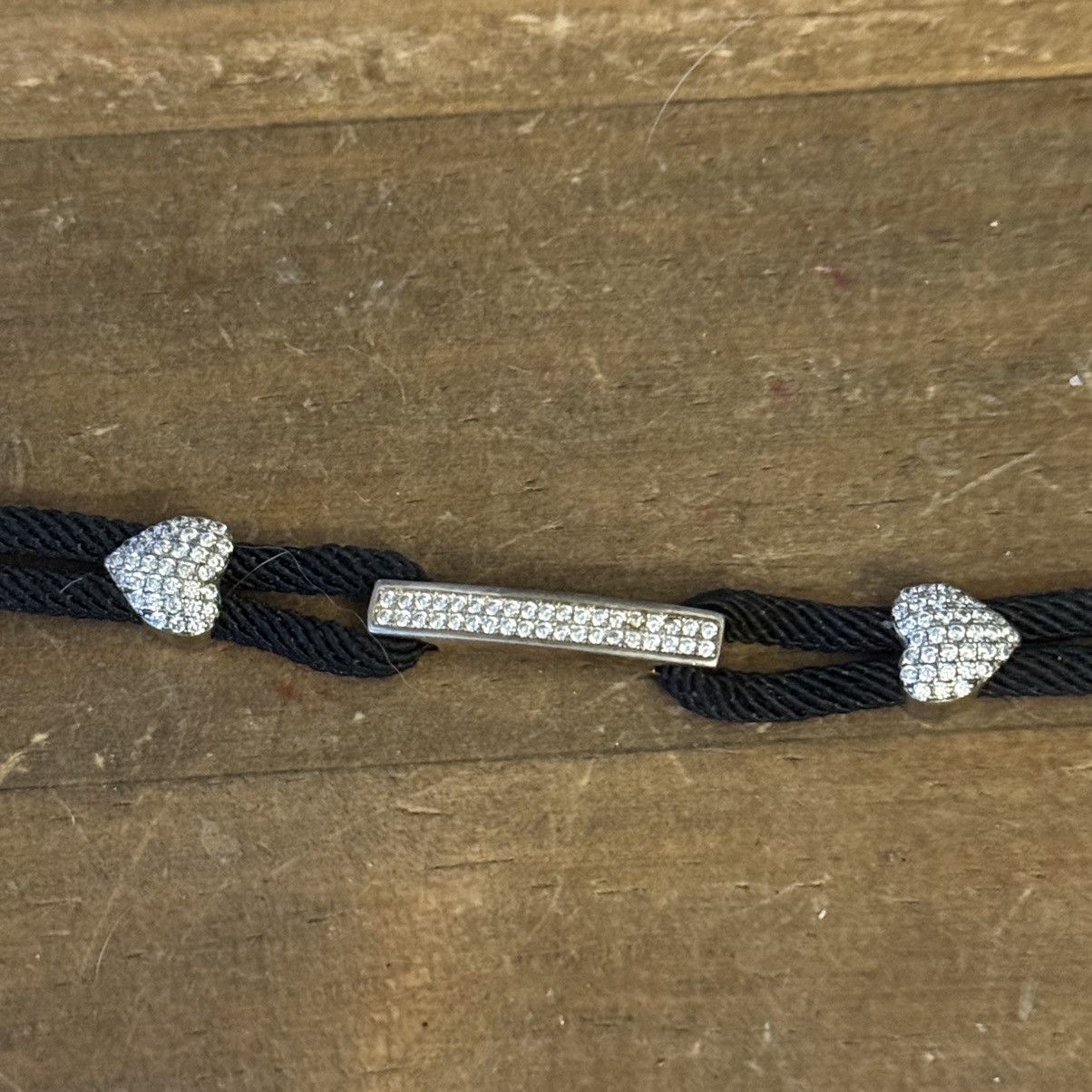 Other 925 silver pave crystal hearts and bar charm cord bracelet Size ONE SIZE - 6 Thumbnail
