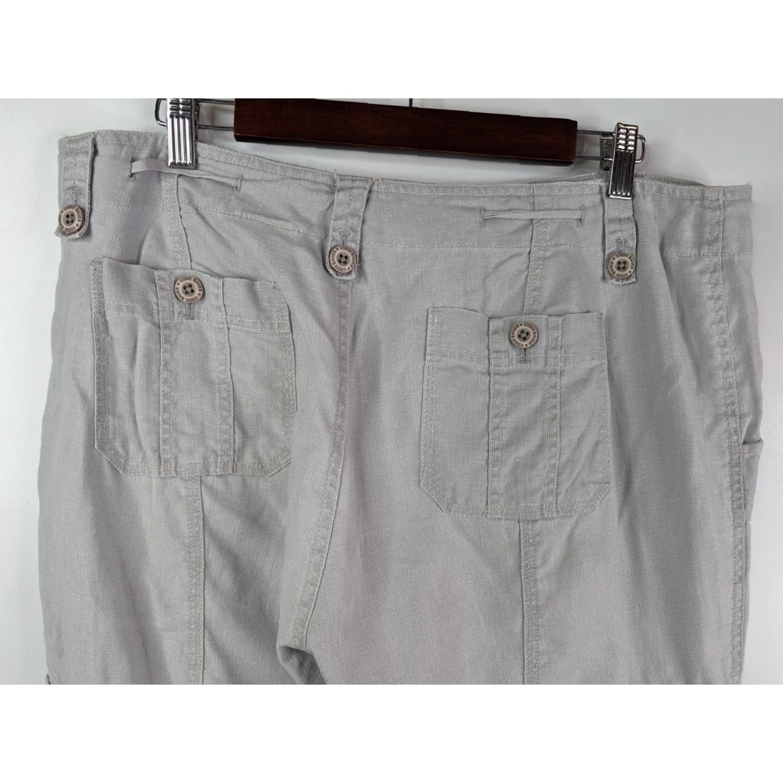 Eddie Bauer Eddie Bauer Pants Womens 14 Grey Cargo Capri Linen Outdoor Hiking Drawstring Pockets Wide Leg Capri Outdoor Ladies Women's Pants Size 25" / US 0 / IT 36 - 5 Thumbnail