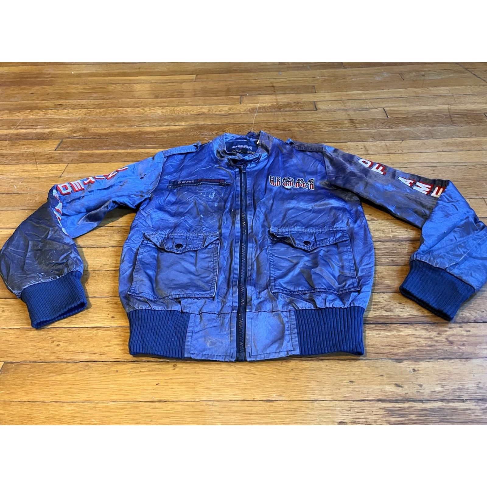 Vintage VINTAGE Style Auto USA-1 Bomber Jacket Shirt Blue Mens Small 80s Logo Back Casual Size US S / EU 44-46 / 1 - 3 Thumbnail