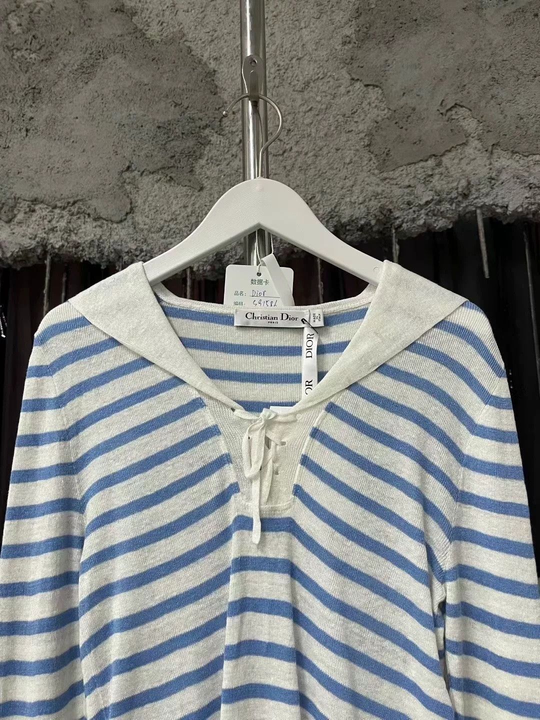 Dior Dior Blue White Stripe Navy Collar Knit Size US M / EU 48-50 / 2 - 4 Thumbnail