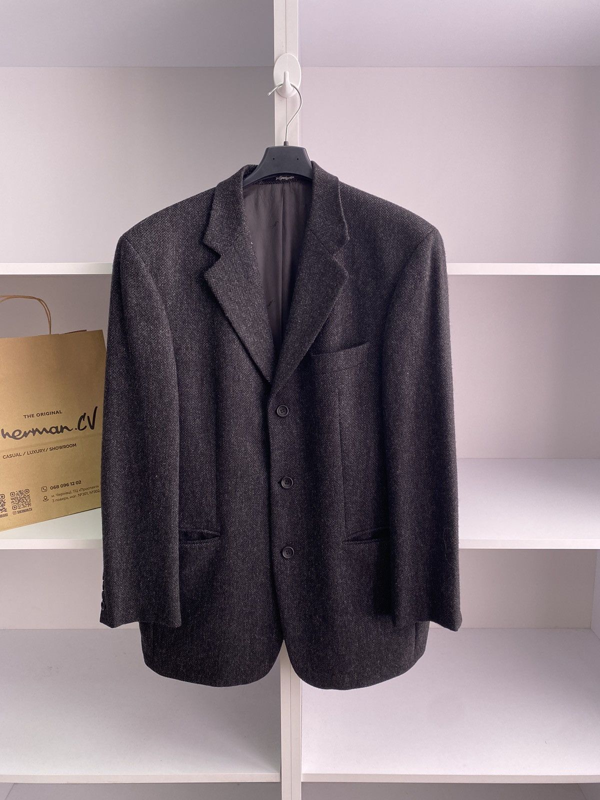 Designer × Vintage × Yves Saint Laurent Vintage YSL Yves Saint Laurent Men's Wool Tweed Suit Jacket Size 40L - 6 Thumbnail