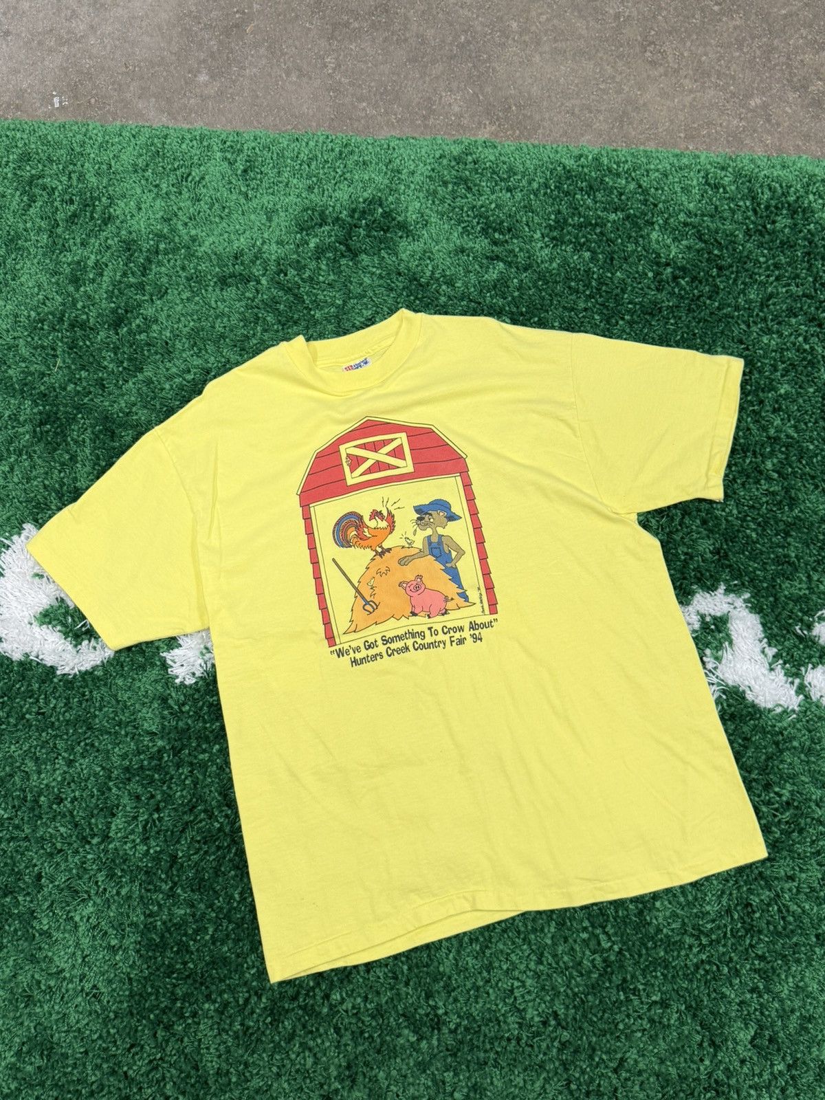 Hanes × Vintage 90s Yellow Hanes Farmer / Barn Country Fair Tee 1994 XL Size US XL / EU 56 / 4 - 2 Thumbnail