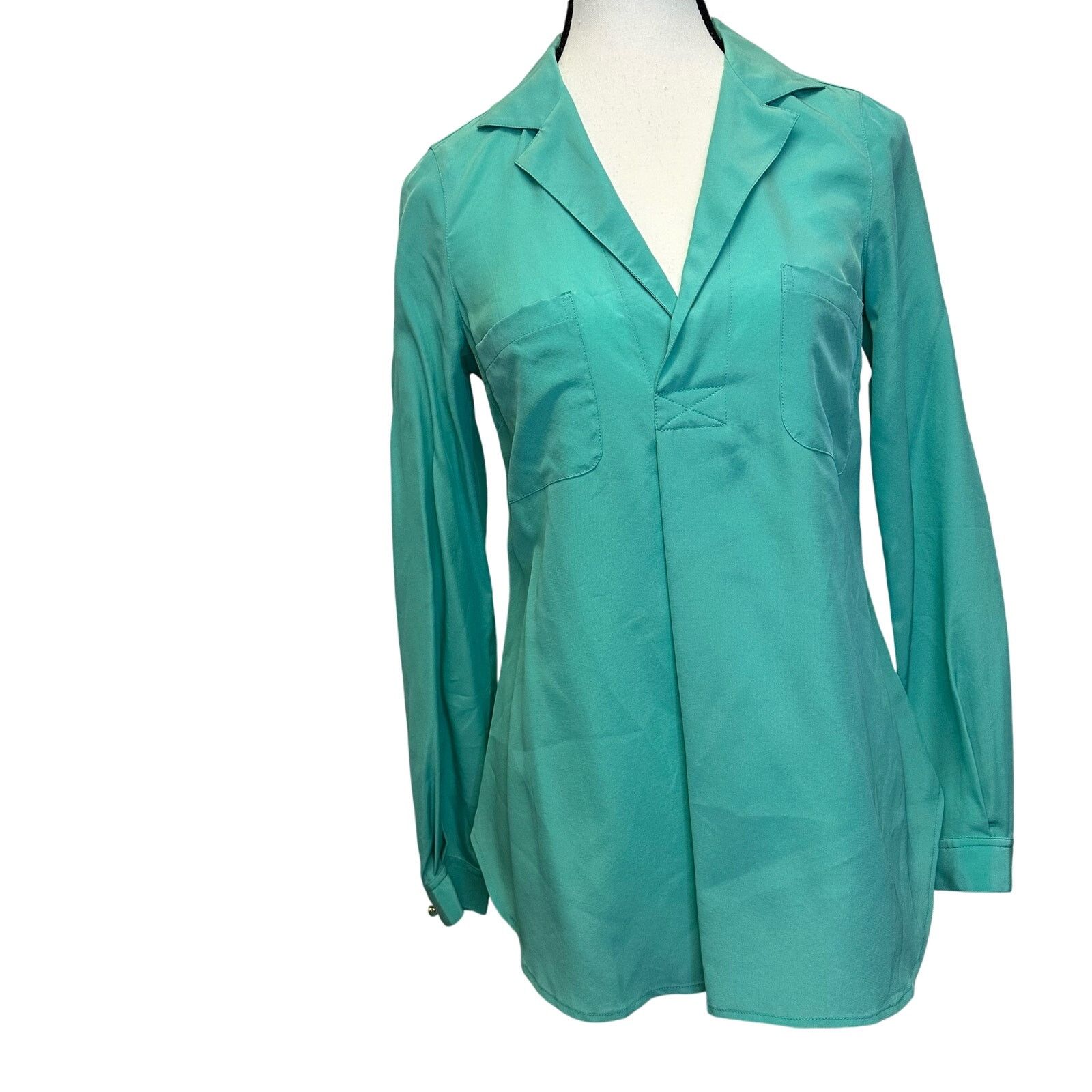 Lilly Pulitzer Lilly Pulitzer XS Teal Blouse 100% Silk with Buttons Size XS / US 0-2 / IT 36-38 - 1 Thumbnail