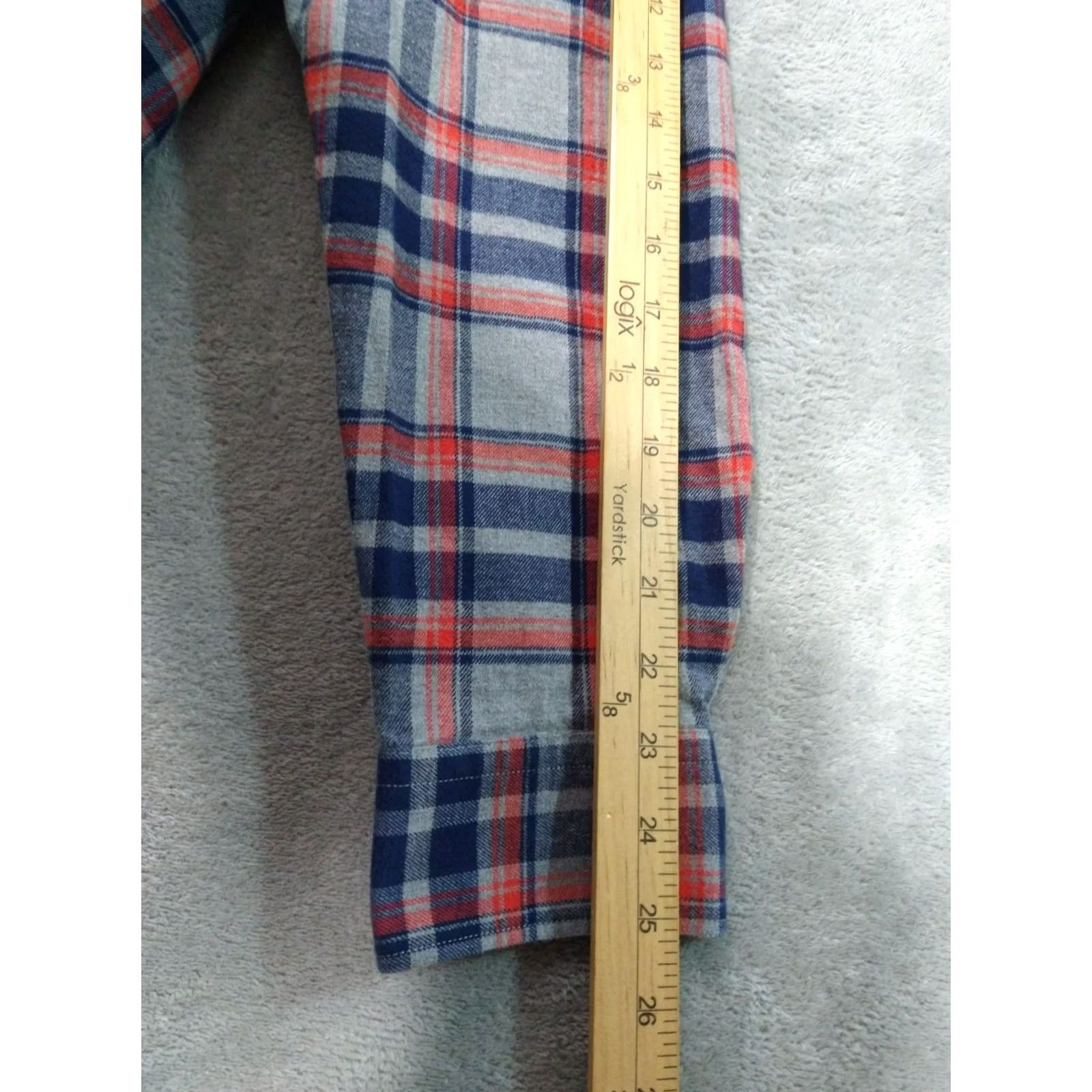 Banana Republic Banana Republic Shirt Mens L Gray Blue Plaid Flannel Long Sleeve Button Up Shirt Size US L / EU 52-54 / 3 - 6 Thumbnail