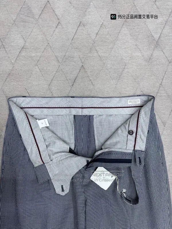 Brunello Cucinelli Brunello Cucinelli Men's Blue Check Casual Pants. Size US 32 / EU 48 - 3 Thumbnail