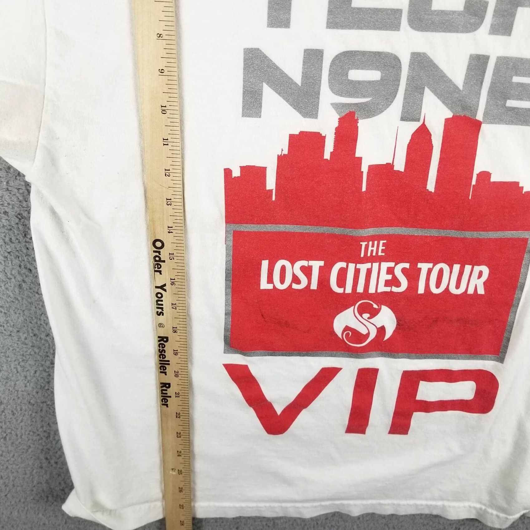 Vintage Tech N9NE Nine Concert Lost Cities Tour T Shirt XL White Hip Hop Tee Mens Band T-Shirt Size US XL / EU 56 / 4 - 6 Thumbnail