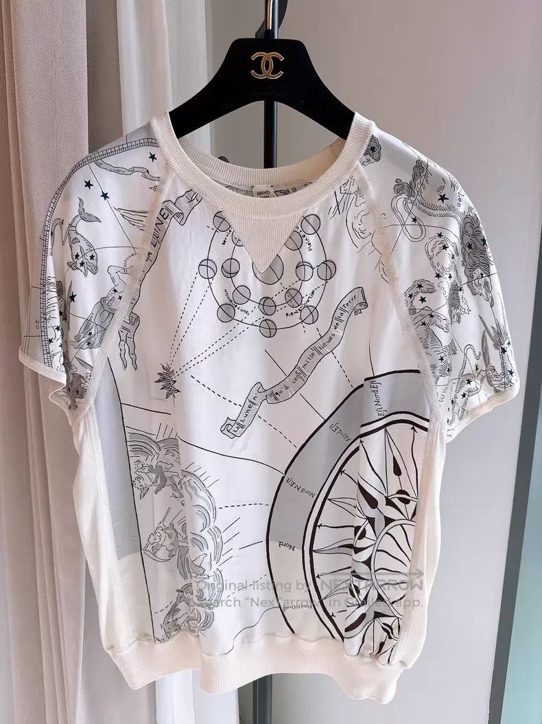 Hermes Hermes Constellation Star Chart Silk Printed Top Size XS / US 0-2 / IT 36-38 - 1 Thumbnail