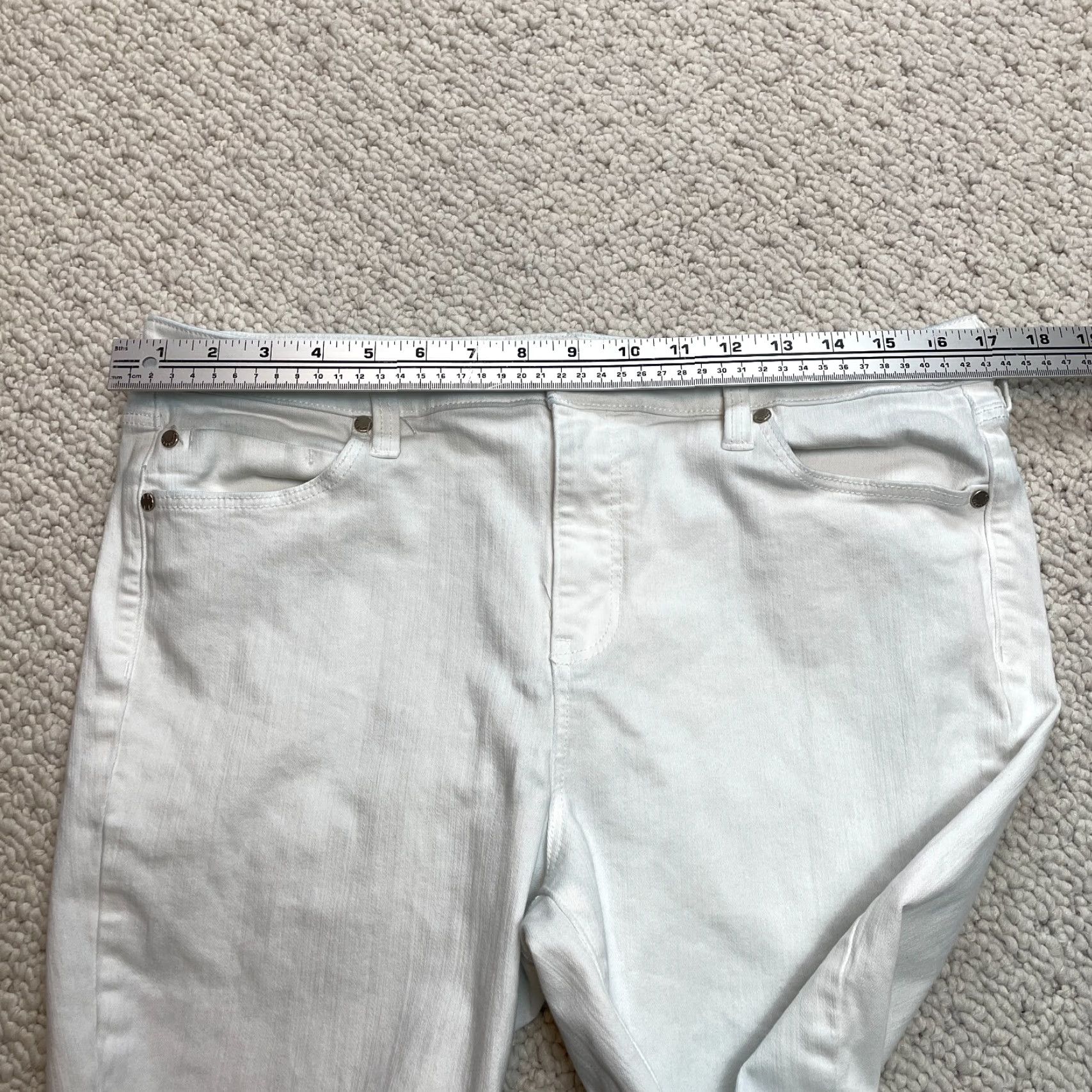 Vintage Liverpool Jeans Womens Jeans 14/32 White Skinny Mid Rise Stretch Fringes Bottoms Size 36" / US 14 / IT 50 - 6 Thumbnail