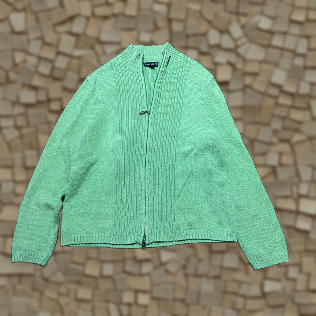 Lands' End Lands' End Cardigan Sweater Women Large Green Open Ribbed Knit Adult Regular Size L, Casual, Open Cardigan, Lands' End Womens Size L / US 10 / IT 46 - 1 Thumbnail