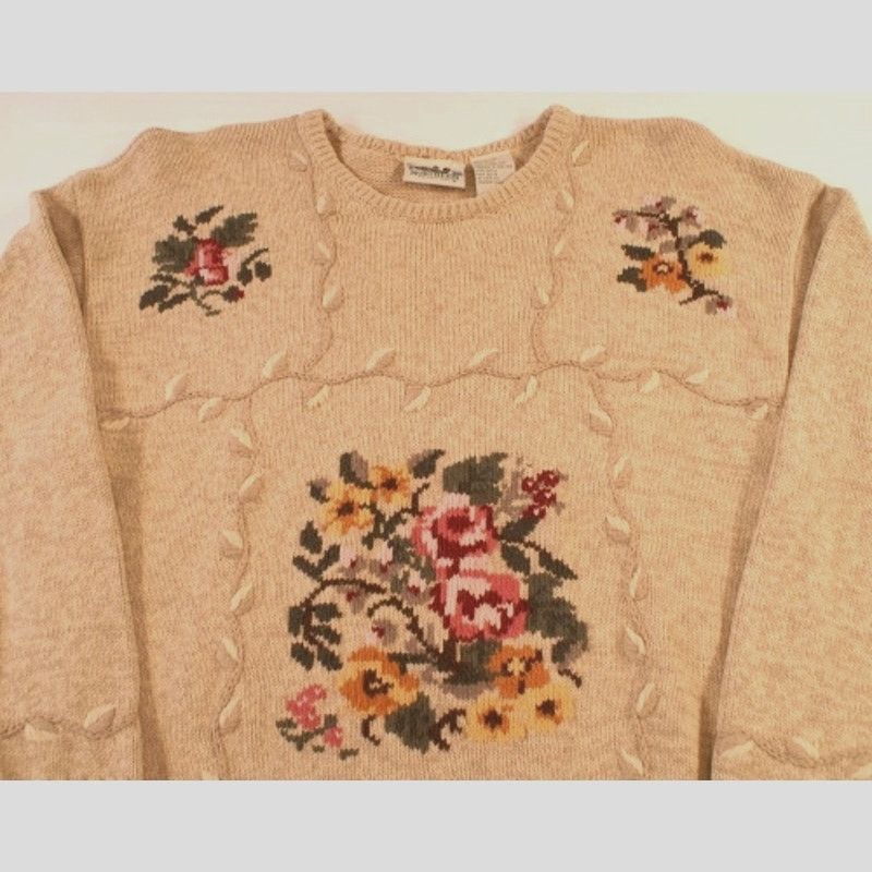 Northern Reflections Northern Reflections Knit Tunic Sweater Florals Leaves Large Size L / US 10 / IT 46 - 3 Thumbnail