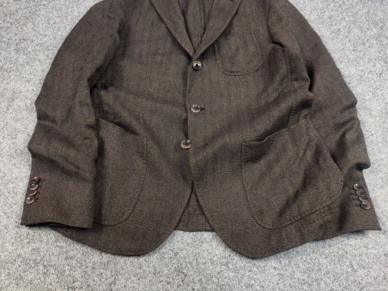 Paoloni Paoloni Design Brown Texture Wool Blend Blazer Jacket Size US M / EU 48-50 / 2 - 9 Thumbnail