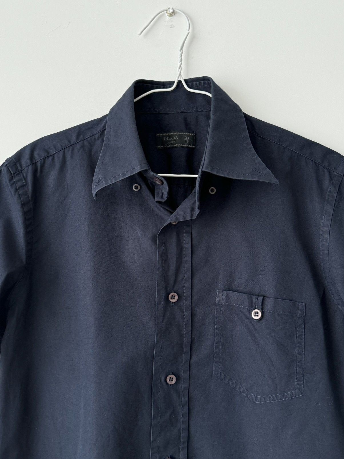 Prada Prada 2011 Pocket Short Sleeve Button Cotton Navy Shirt Size US S / EU 44-46 / 1 - 3 Thumbnail
