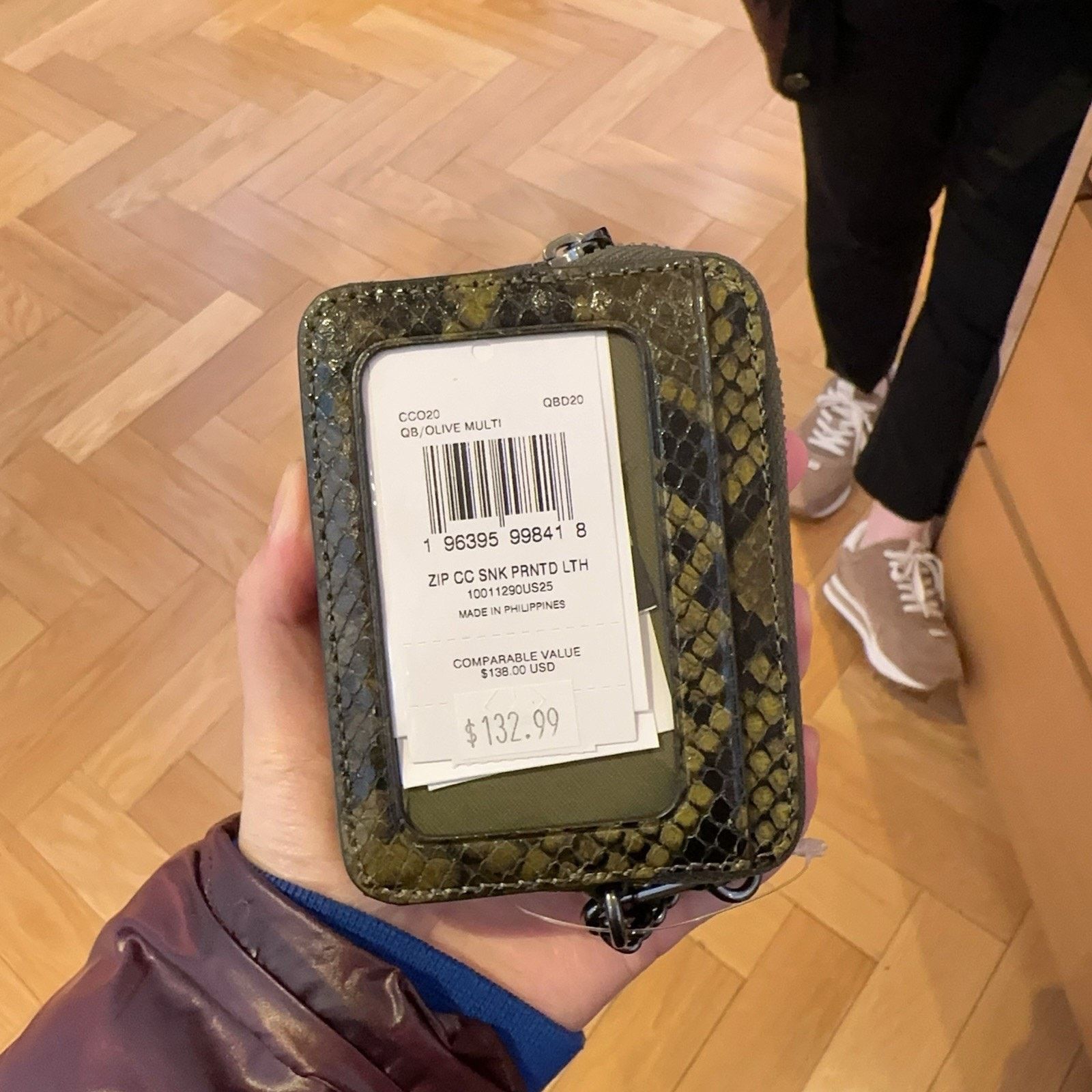 Coach NWT Coach Zip Card Case Wallet Snakeskin Leather Olive Size ONE SIZE - 4 Thumbnail