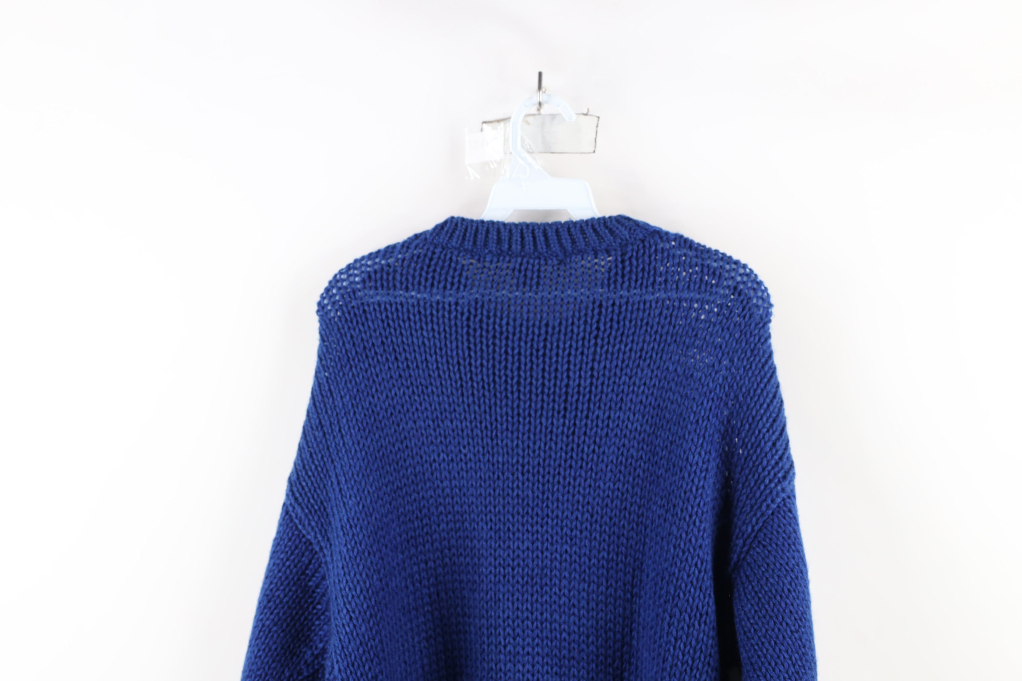 Vintage Vintage 90s Streetwear Textured Crochet Knit Sweater Blue Size US M / EU 48-50 / 2 - 12 Thumbnail