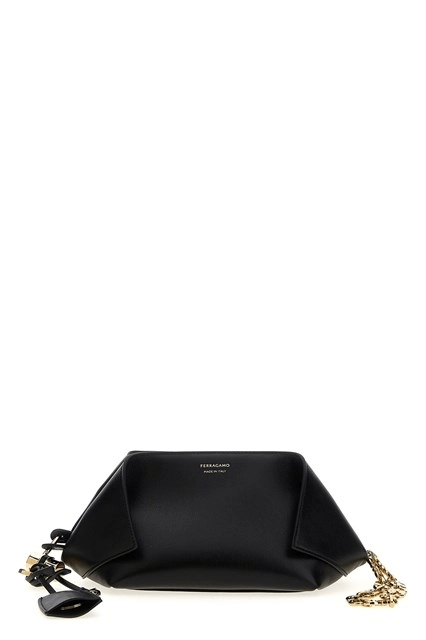 FERRAGAMO Black Leather Clutch New & Authentic