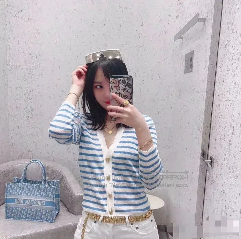 Dior Dior Blue and white striped knitted cardigan coat Size XS / US 0-2 / IT 36-38 - 9 Thumbnail