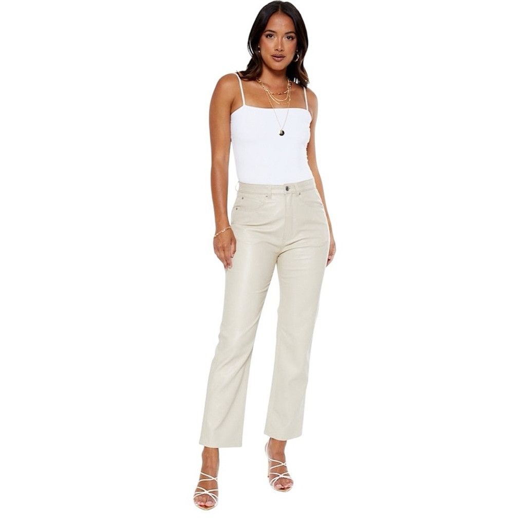 Other Blue Revival UNREAL Vegan LEATHER STRAIGHT LEG IN BONE SZ 28 Size 28" / US 6 / IT 42 - 1 Thumbnail