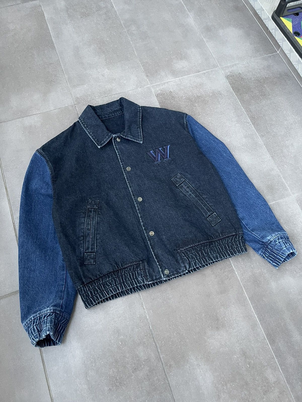 Wooyoungmi !DS! AW23 Wooyoungmi Navy Varsity Denim Jumper Jacket Size US L / EU 52-54 / 3 - 8 Thumbnail
