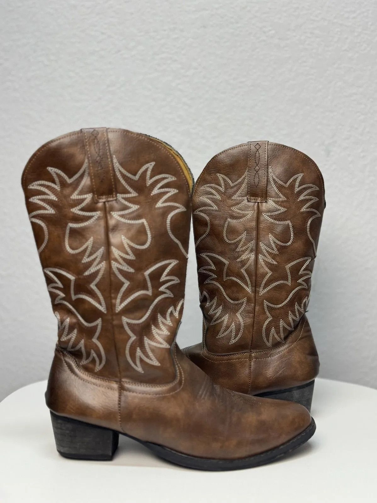 Western Rise 👉 Vintage High Leather Cowboy Boots – Rick Owens Opium Size US 9 / EU 42 - 5 Thumbnail