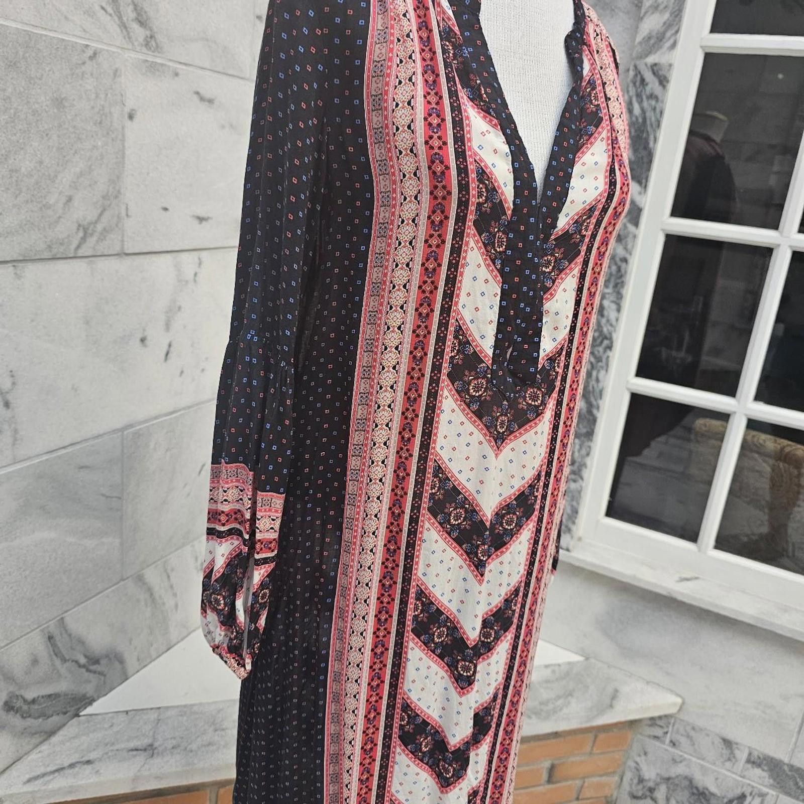 Other Women's Red and Navy Sheer Boho Style Shirt or Dress Size M / US 6-8 / IT 42-44 - 4 Thumbnail