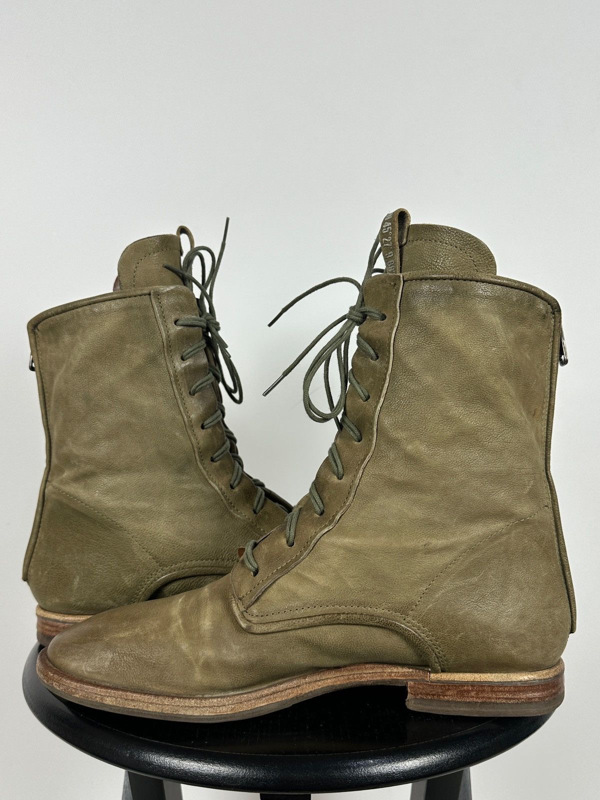 A.S.98 A.S.98. Airstep Olive Green Leather Back Zipper Ankle Boots Size US 11 / IT 41 - 10 Thumbnail