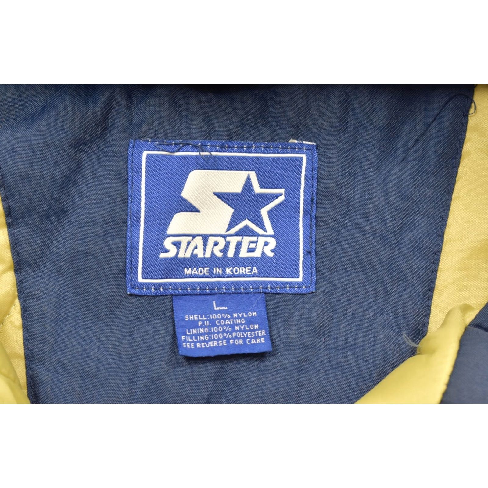 Starter VINTAGE Starter Notre Dame Fighting Irish Puffer Anorak Jacket Blue Gold Men's L Jacket Size US L / EU 52-54 / 3 - 7 Thumbnail