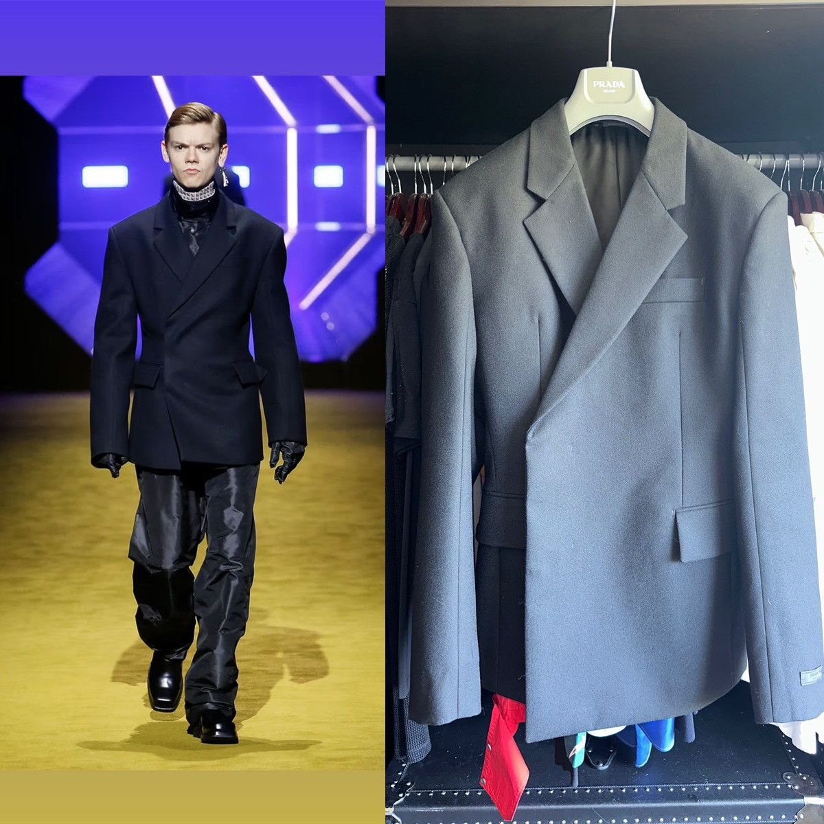 Authern Prada Runway Coat with Eyelet Studs and Ribbon, Size