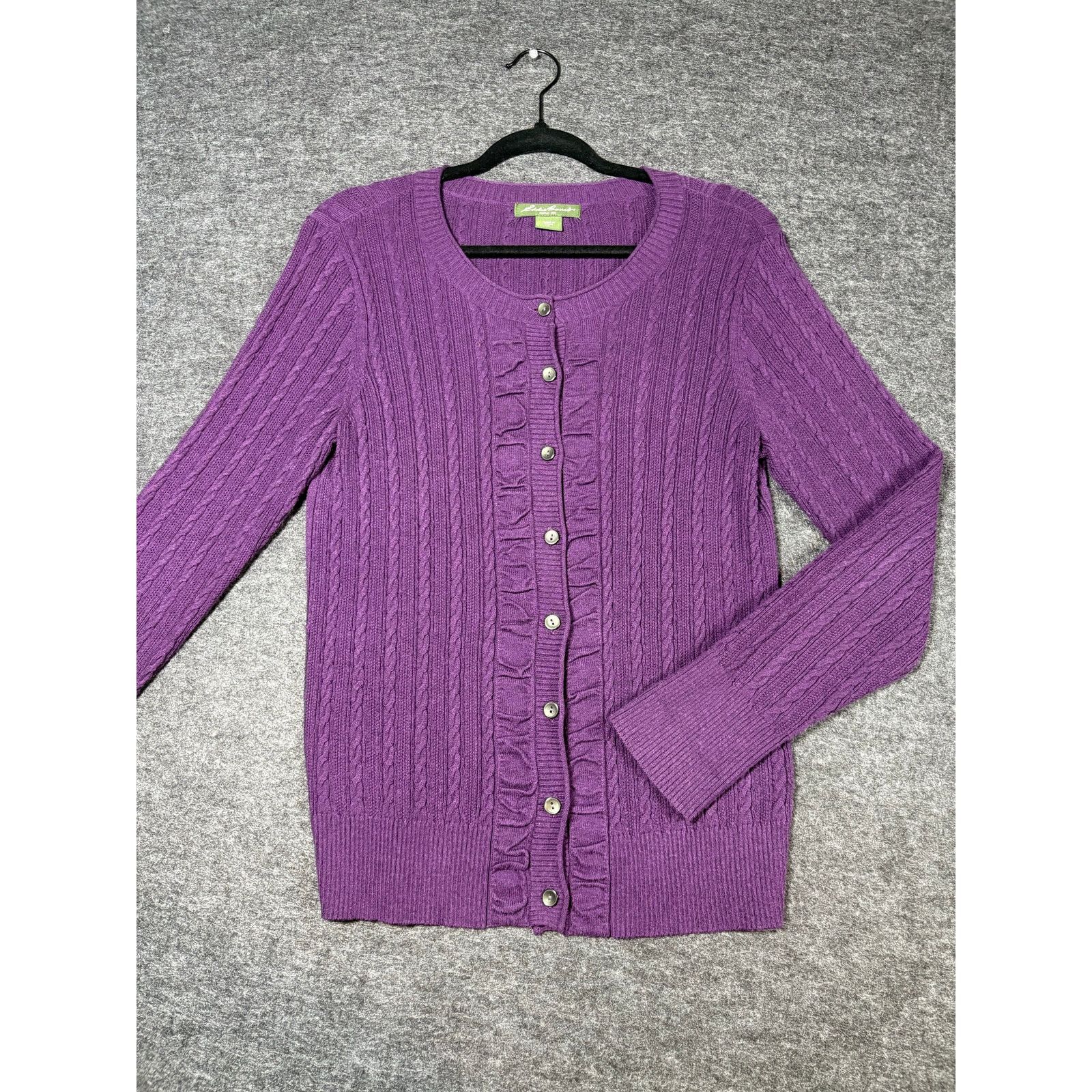 Eddie Bauer Eddie Bauer Purple Cable Knit Cardigan Women’s Medium #0488 Size M / US 6-8 / IT 42-44 - 2 Thumbnail
